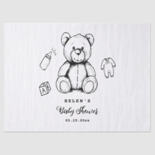 Papel De Seda Convite de Chá de Bebê Urso de Pelúcia, Neutro em