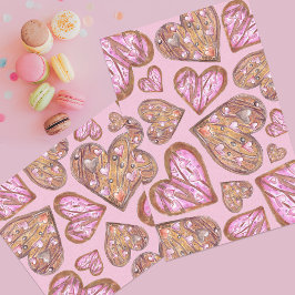 Papel De Seda Cookies bonitos, pintados à mão, em forma de coraç