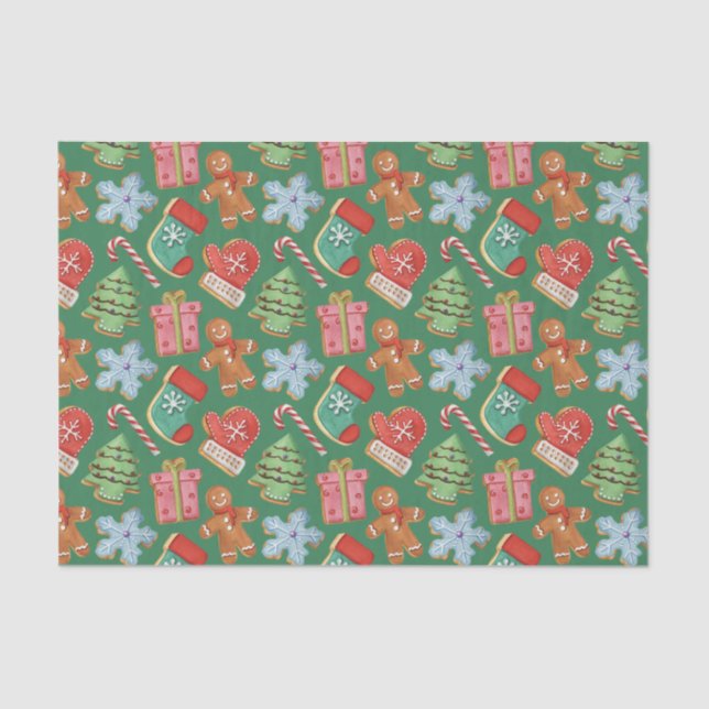 Papel De Seda Cookies de Natal com Aquarela (Frente )