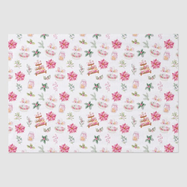 Papel De Seda Cookies de Natal e Folhagem Rosa (Frente )