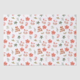 Papel De Seda Cookies de Natal e Folhagem Vermelha