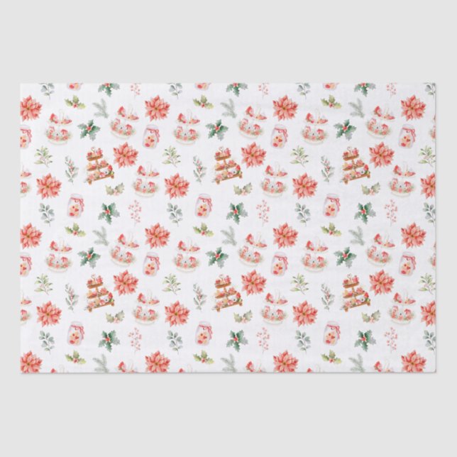 Papel De Seda Cookies de Natal e Folhagem Vermelha (Frente )