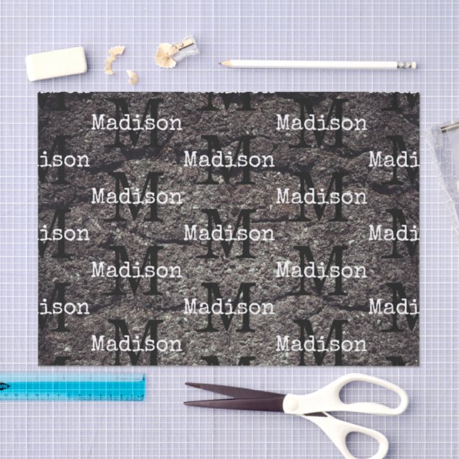 Papel De Seda Cool Cracked asphalt road gray lines Monogram (Arte )