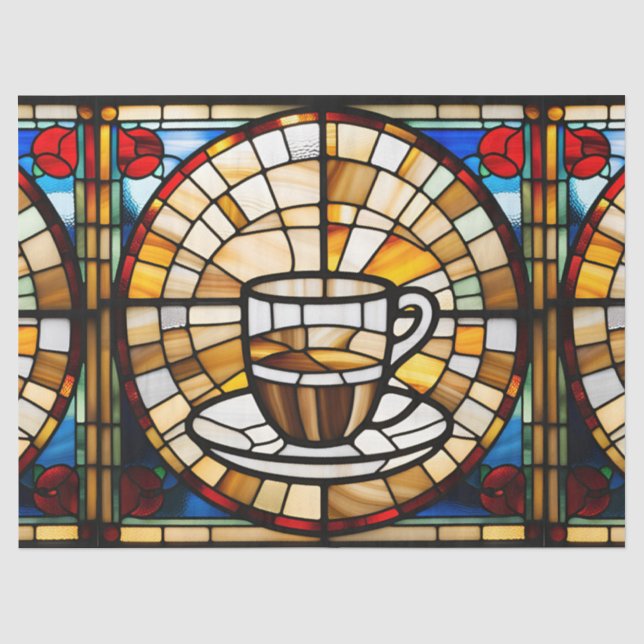Papel De Seda Copo de Café em Vidro Colorido (Frente )