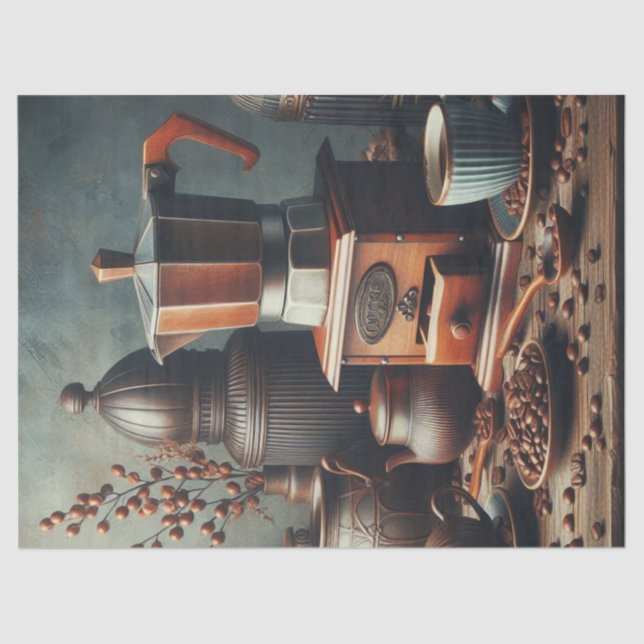 Papel De Seda Copos Antigos De Engrenação De Café (Frente )