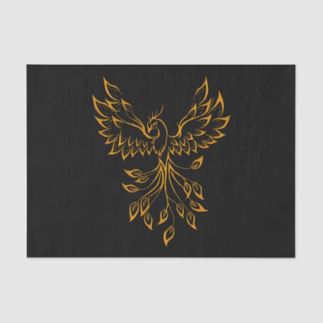 Papel De Seda Copper Dourado Phoenix sobe em preto (Frente )
