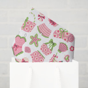Papel De Seda Coquete Pink & Green Férias de Verão na Praia