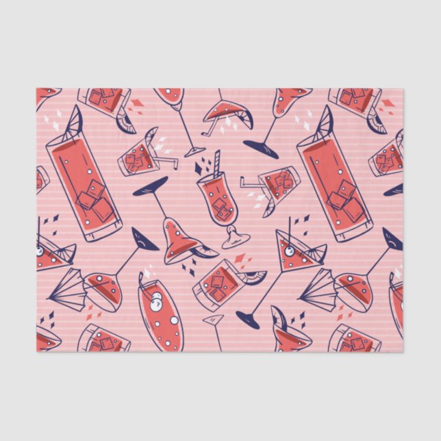 Papel De Seda Coquetel padrão e bebidas para festa (Frente )