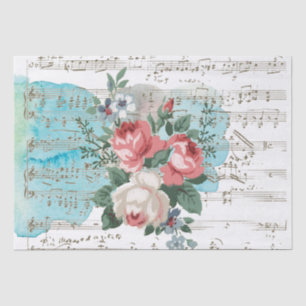 Papel De Seda Cor Azul Cor Azul Rosa Rosa Rosa Vintage Música