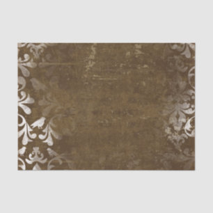 Papel De Seda Cor damasco branca chique desvanecida do vintage