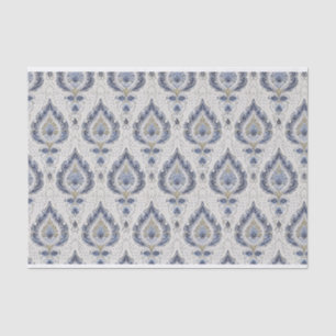 Papel De Seda Cor damasco de vindima em tons de azul