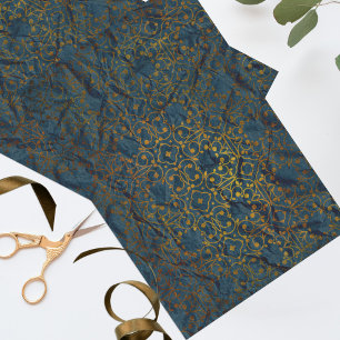 Papel De Seda Cor damasco Elegante Clássica Dourada do Indigo