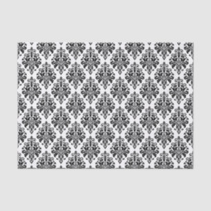 Papel De Seda Cor damasco preto e branco elegante