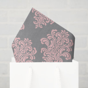 Papel De Seda Cor damasco rosa e Cinza
