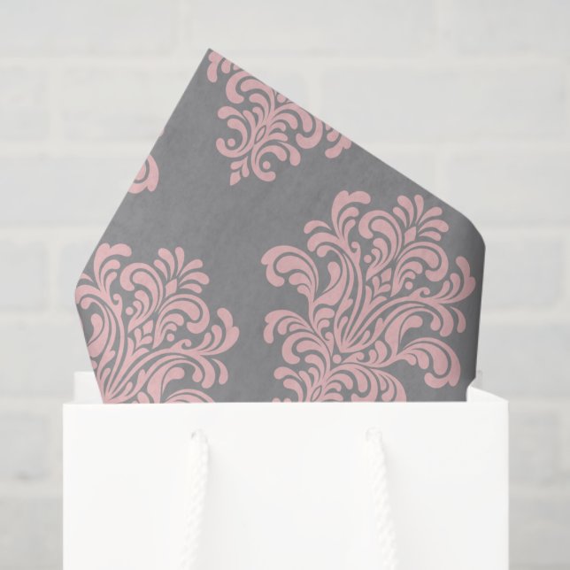 Papel De Seda Cor damasco rosa e Cinza (Sacola de presentes)