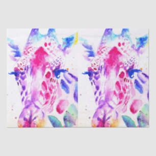 Papel De Seda Cor de Água do Zoológico de Girafa Bonita