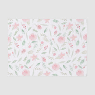 Papel De Seda Cor de Água Floral Rosa