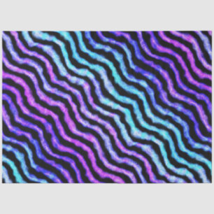Papel De Seda cor de água ondulada - ciano e roxo: