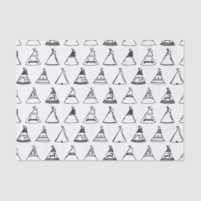 Papel De Seda COR DE FUNDO PERSONALIZADA DO Native American Tipi (Frente )