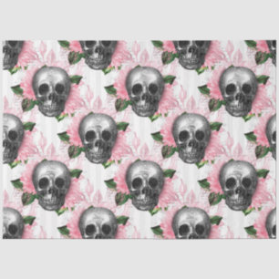 Papel De Seda Cor-de-rosa - Série de Crânio Floral Design 6