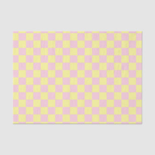 Papel De Seda Cor-de-rosa suave e amarelo verificados