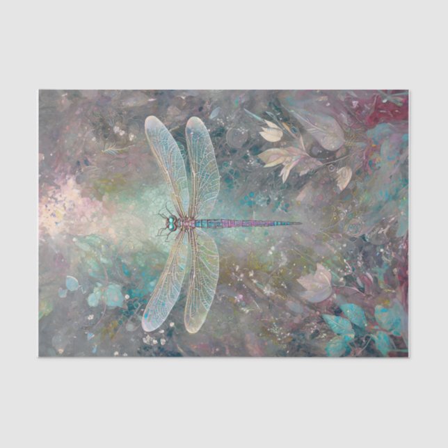 Papel De Seda Cor de Shimmering, Dragonfly Eteal (Frente )