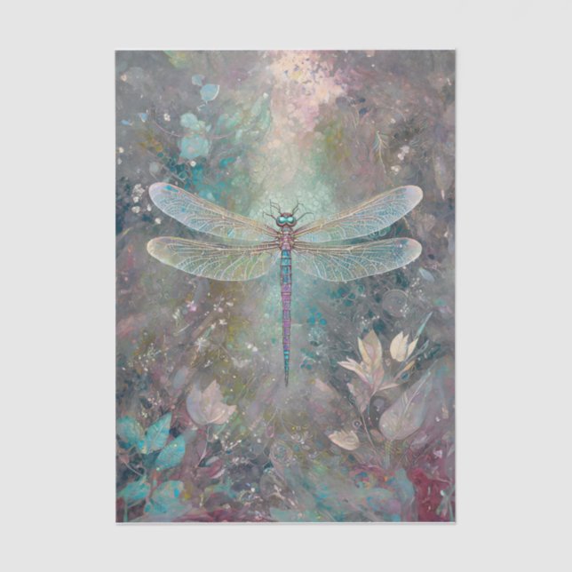 Papel De Seda Cor de Shimmering, Dragonfly Eteal (Frente )