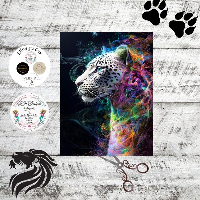 Papel De Seda Cor do turbilhão de leopardo branco desacoplado (Criador carregado)