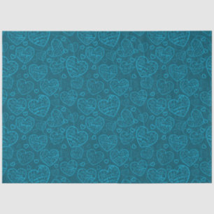 Papel De Seda Coração Azul de Amor Moderno e Elegante Moderno