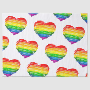 Papel De Seda Coração colorido arco-íris do SlipperyJoe rabiscad