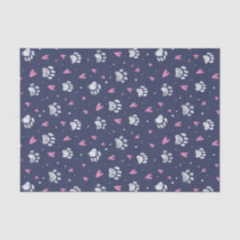 Papel De Seda Coração com Pegada de Pata de Animal Estilo Doodle