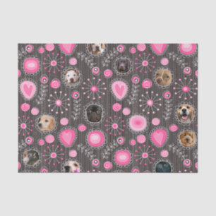 Papel De Seda Coração Cor-de-Rosa e Cachorro Flor Colagem de Fot