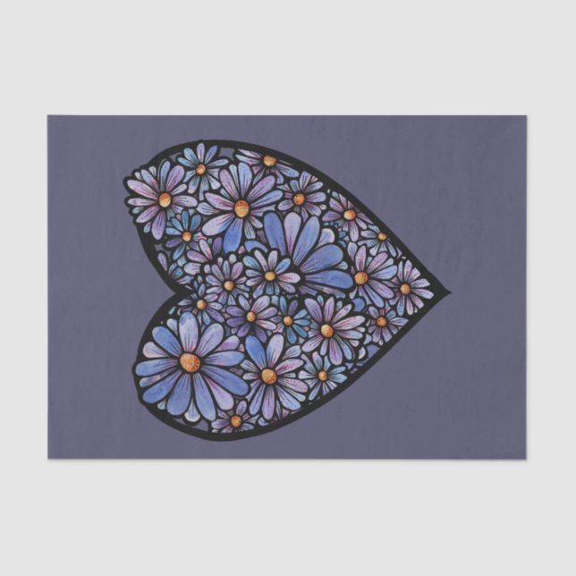 Papel De Seda Coração Daisy Roxo (Frente )