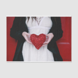 Papel De Seda Coração de Amor Vermelho Sparkly (Dia de os namora