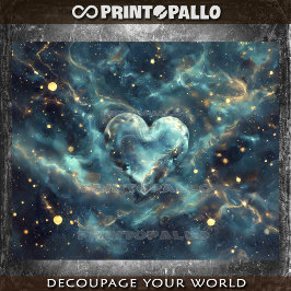 Papel De Seda Coração espacial feito de estrelas