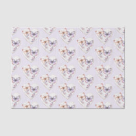 Papel De Seda Coração Floral Lavanda Borboletas Rosa Aniversário