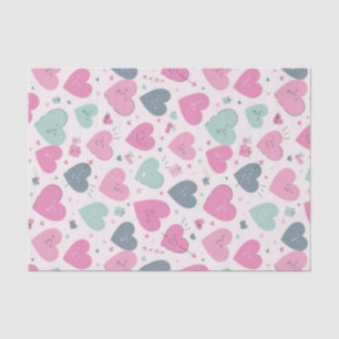 Papel De Seda Coração Fofo Padrão de Cores Pastel Dia dos Namora