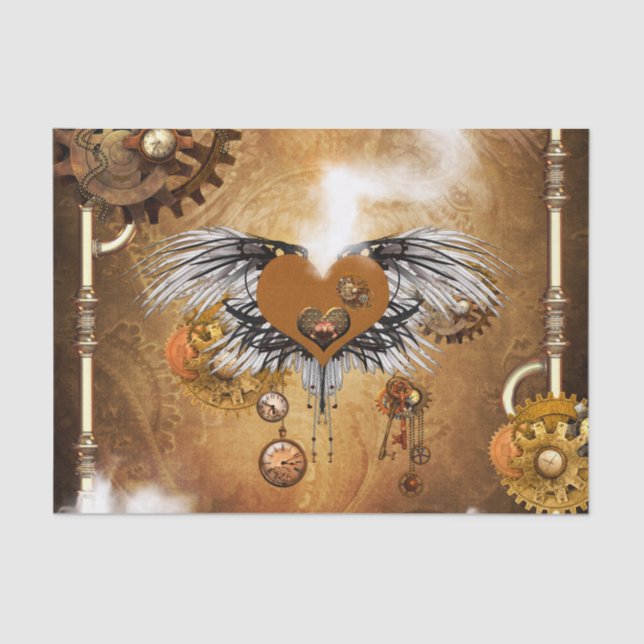 Papel De Seda Coração maravilhoso do steampunk (Frente )