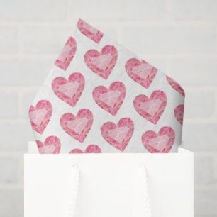 Papel De Seda Coração Rosa Diamante Gem Glam Love Watercolor Art