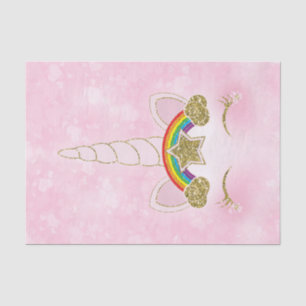Papel De Seda Coração Rosa Estrela Arco-íris Dourado Chifre de U