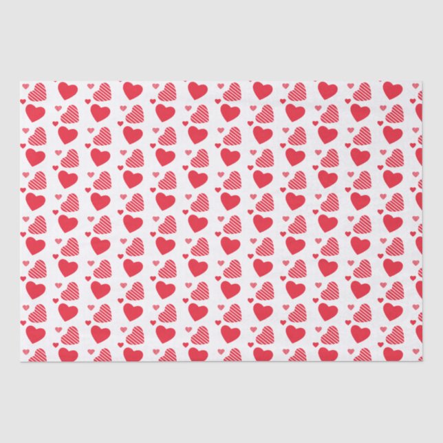Papel De Seda Coração Vermelho Bonito Em Branco (Frente )