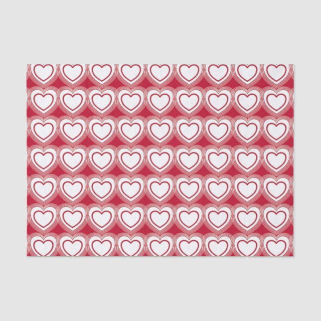 Papel De Seda Corações Abstrato modernos - Vermelho e Branco (Frente )