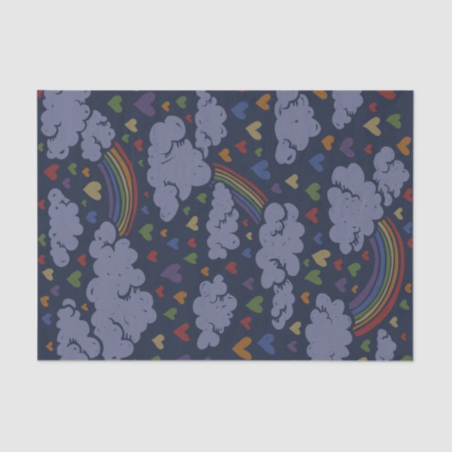 Papel De Seda Corações Arco-Íris dos anos 80 (Frente )