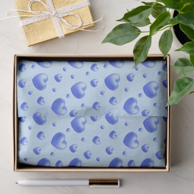 Papel De Seda Corações Azuis de Bebê  (Presente)