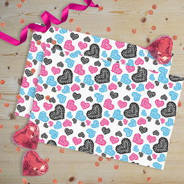 Papel De Seda Corações Azuis-Pretos-Cor-De-Rosa No Namorados Bra