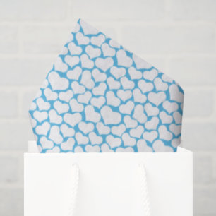 Papel De Seda Corações Brancos Azul Céu Design Feliz