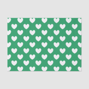 Papel De Seda Corações brancos de polca em Kelly Green