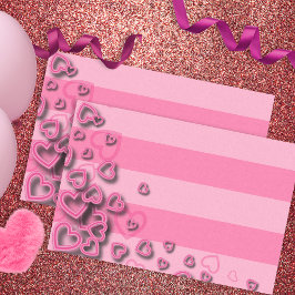 Papel De Seda Corações Cor-de-Rosa Escamoteada em Stripes Horizo