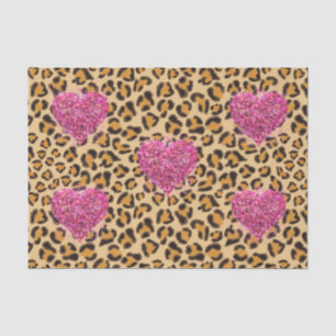 Papel De Seda Corações cor-de-rosa selvagem e impressão Leopa
