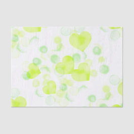 Papel De Seda Corações de Amor Amarelo-Limão